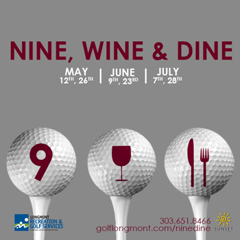 sunset golf course nine wine and dine promotional image